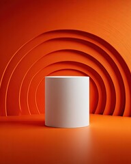 Orange Background With White Cylinder Display