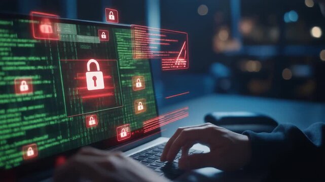 Hacker Typing on Laptop in Dark &mdash; Close-Up Cinematic Keystroke Shot