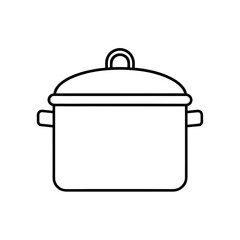 Illustration of a cooking pot with lid and handles on transparent background