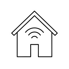 Outline of a house with wifi signal inside it home on transparent background