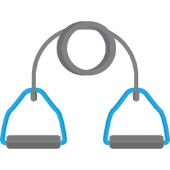 Fitness Resistance Band With Gray Coil And Blue Handles On Transparent Background