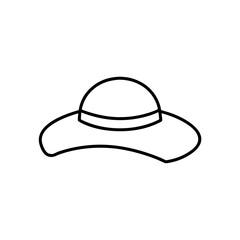 Illustration of a sun hat with a band and wide brim on transparent background