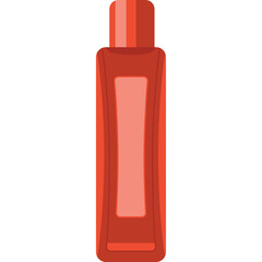 Flat Design Illustration of a Tall Red Bottle with a Lighter Red Label Area Against a Transparent Background