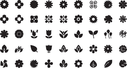 Flower and leaf vector icons: floral and botanical design elements eps silhouette