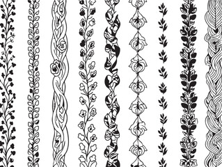 Floral vector borders: hand drawn botanical dividers and decorative elements eps silhouette