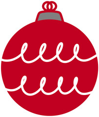 Red Christmas ornament ball with white swirl decoration