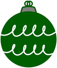 Red Christmas ornament ball with white swirl decoration