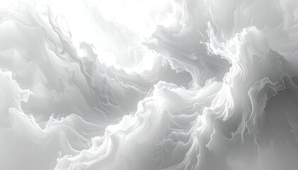 Abstract monochromatic swirls of light and dark gray create a dynamic, cloud-like, ethereal and dreamy atmosphere