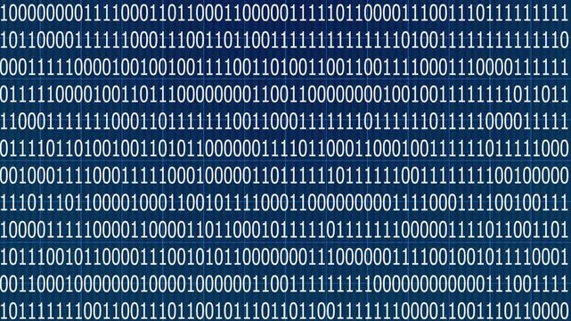 Binary code numbers sequence animation technology concept. Abstract white digital binary code background.