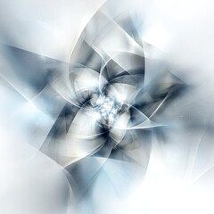 Abstract Floral Fractal Design In Light Gray Blue And White