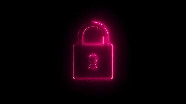 glowing neon lock animation icon security privacy password protection safety animated symbolizing security, protection, and privacy in a sleek and visually appealing design 4k video