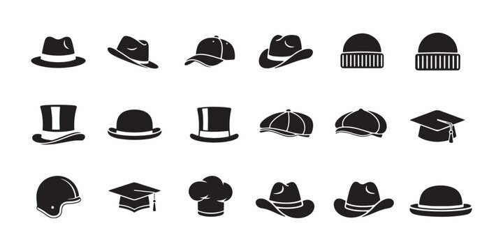 Collection of various hat styles isolated on white background