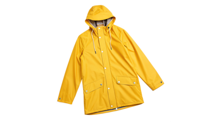 Bright yellow rain jacket isolated on transparent background
