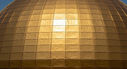 Naklejka premium Golden dome with reflective tiles at sunset