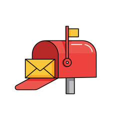 Mailbox with Letter Icon | Postal Mail Delivery Symbol | Post Office Communication Vector Illustration
