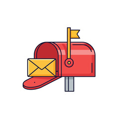 Mailbox with Letter Icon | Postal Mail Delivery Symbol | Post Office Communication Vector Illustration