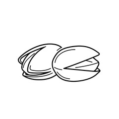 Pistachio Nuts Line Art – Simple Black and White Vector Illustration of Opened and Closed Nuts