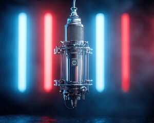 Vintage Microphone Neon Studio Lighting