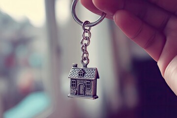 Hand Holding Miniature House Keychain