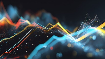 Abstract Data Visualization Graphic Design With Multicolored Lines