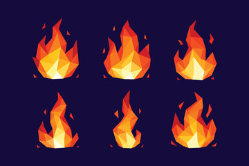 polygon style fire illustration collection