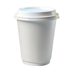White Disposable Coffee Cup, with Lid on Transparent Background, cutout, PNG isolated on white or transparent background
