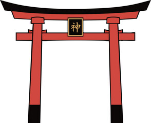 MinimalFlatDesign TraditionalJapaneseTorii Gate -ミニマルフラットデザイン 伝統的な日本の鳥居