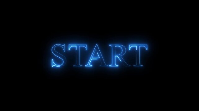 Green neon start text icon animation on black background - Powered by Adobe