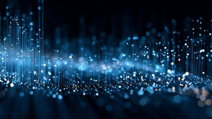 Elegant blue data streams visualizing future technology and digital network connections with sparkling lights and modern design elements