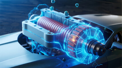 New Energy Vehicle Electric Motor Engine Structure Technology Power Background