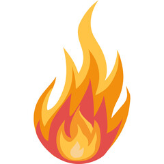 Stylized Bright Orange and Yellow Flame Icon With Realistic Texture Against A Transparent Background For Digital Use And Graphic Design