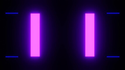 Vivid digital display, glowing geometric forms animate with rhythmic pulses on dark background, illuminated square and bar shapes pulsate in synchronization against shadowy digital - Powered by Adobe