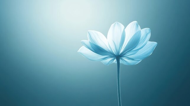 Beautiful blue lotus flower illuminated by soft light in tranquil setting presenting serene beauty in nature