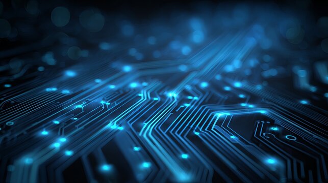 Explore the vibrant depths of cutting-edge technology with this stunning blue circuit board design for modern digital solutions