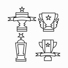 Collection of Line Art Trophy and Award Icons