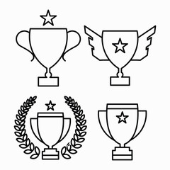 Collection of Line Art Trophy and Award Icons