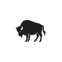 American Bison Silhouette Vector Logo Icon