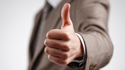 Businessman Gesturing Approval In Beige Suit