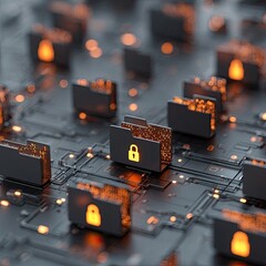 Abstract Cyber Security Folder Illustration