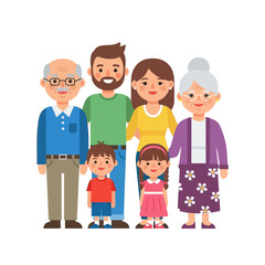 Happy multigenerational family with grandparents parents and children