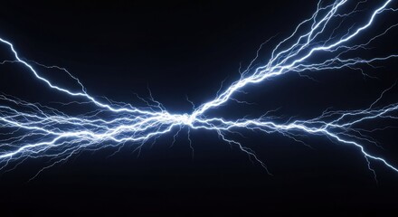 Electric blue lightning bolts crackle and branch against a dark, featureless background