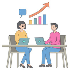 Business Meeting Growth Strategy, Discussion of teamwork in the office