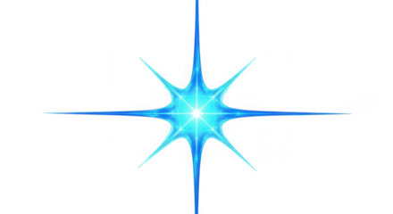 A bright blue starburst or sparkle effect isolated on transparent background