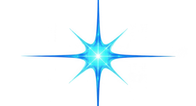 A bright blue starburst or sparkle effect isolated on transparent background