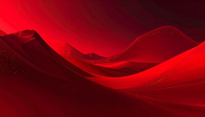 Abstract red landscape with flowing hills. Monochromatic scene. Soft lighting and textures create an alien scenery