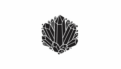 Black crystal cluster vector illustration scalable geometric gemstone icon