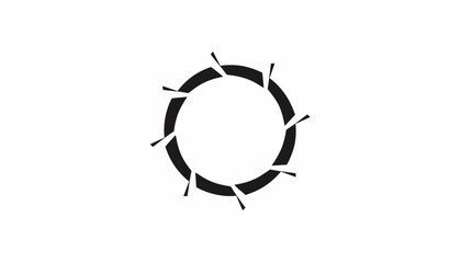 Abstract circular emblem with jagged edges and spokes vector graphic for modern designs