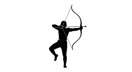 Silhouette archer aiming bow arrow vector graphic scalable illustration