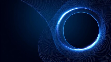 Vibrant glowing blue energy wave forming a circular portal, perfect for futuristic technology and abstract backgrounds