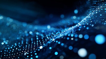 Stunning futuristic network with glowing nodes for AI, blockchain, and cutting-edge technology visualization in vibrant blue tones